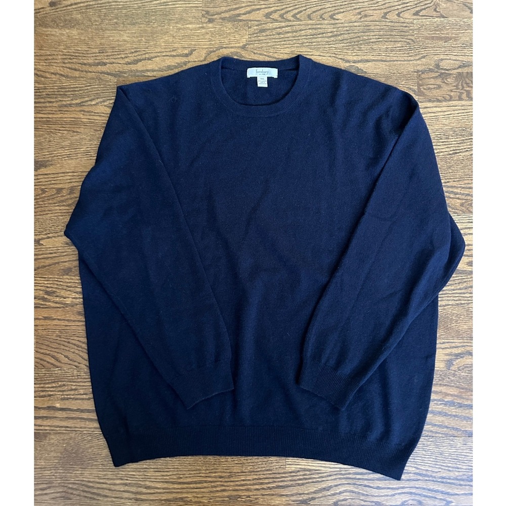 Turnbury Cashmere Sweater Mens XXL Navy Blue Crewneck Soft Luxury Warm Classic